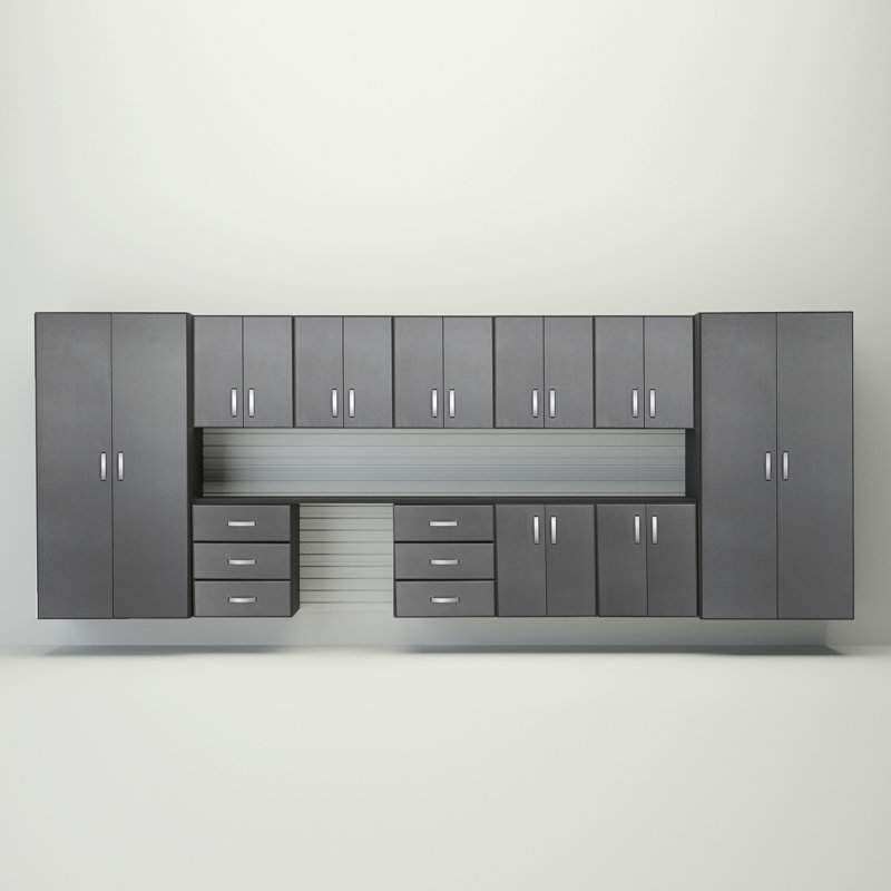 Ensemble d'armoires de rangement Jumbo, Blanc / carbone argenté