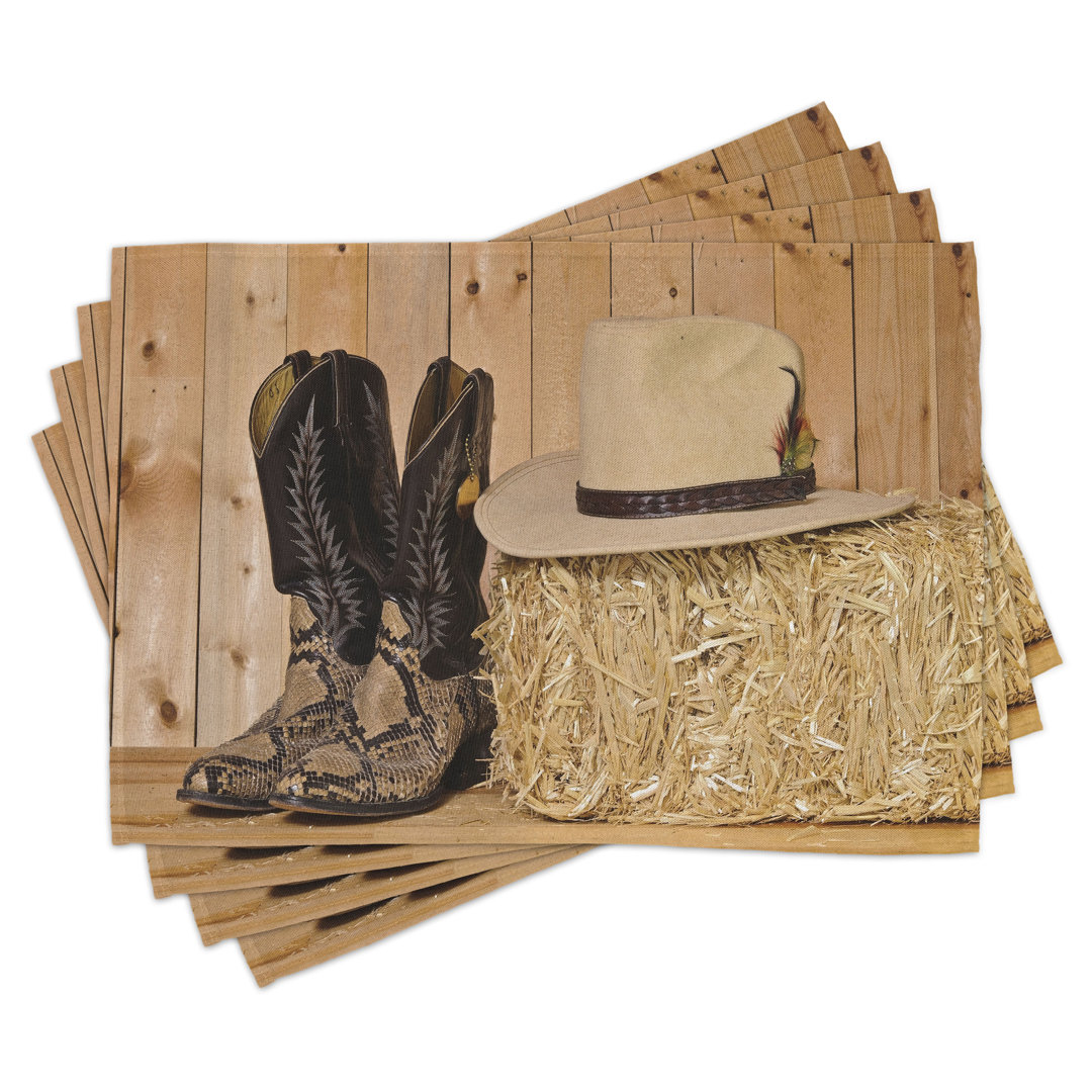 Platzdeckchen 4er-Set, Texas Snake Cowboy, Braun und Creme