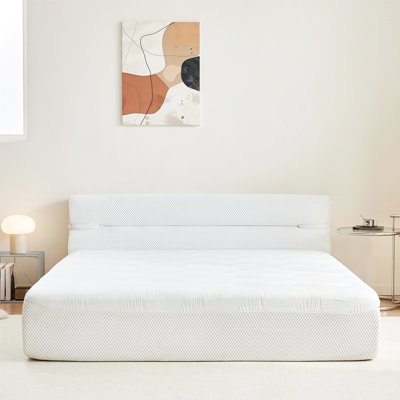 All In One Full Size 15 - Inch Mattress And Bed Frame With Foam, Non Slip Bottom, Space Saving For Dorm Box, Cotton Rayon, Relief Living Room