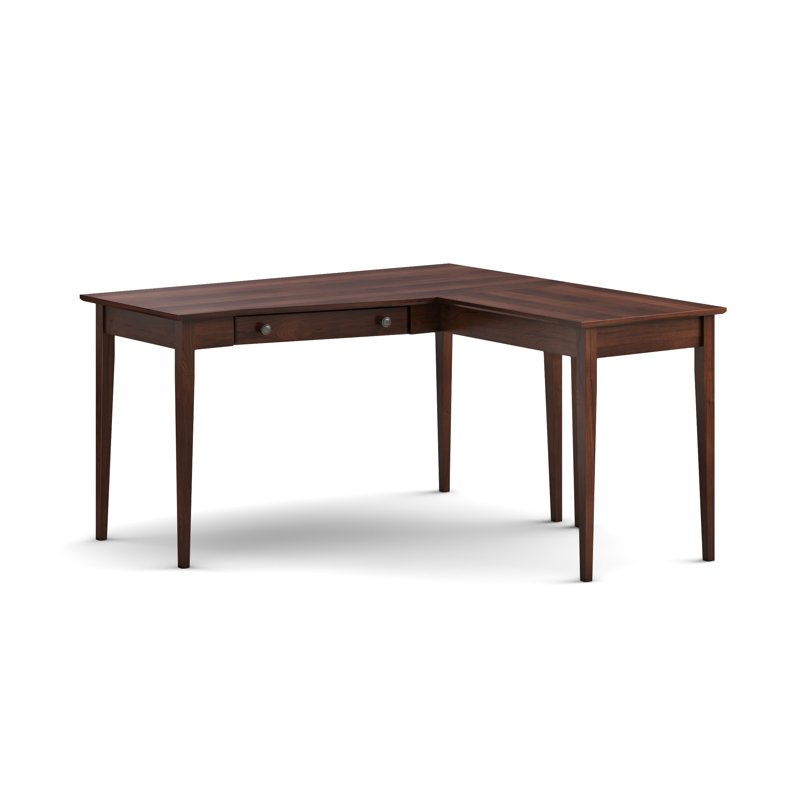 Bureau en L en bois massif Malani, Brown Mahogany