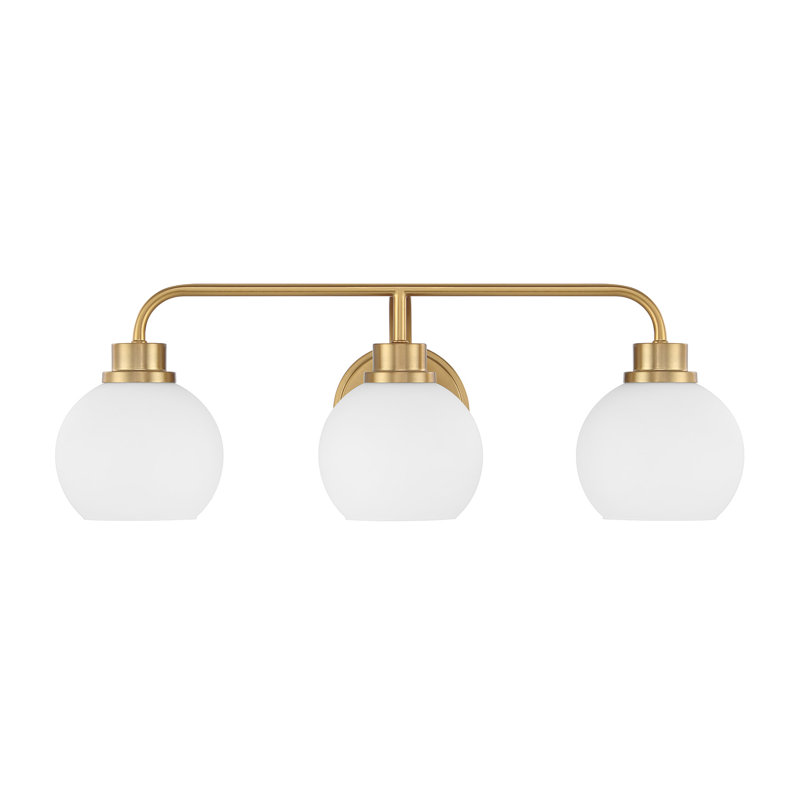 Orion 3-Light Bathroom Vanity Light in Natural Brass, Natural Brass