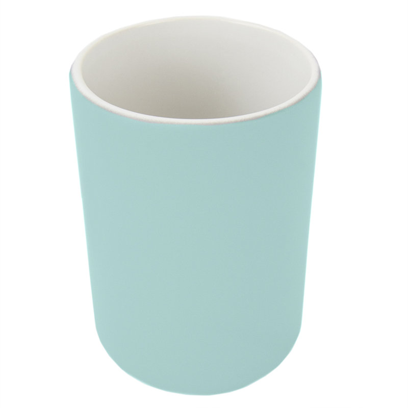Ensemble d'accessoires de salle de bain 4 pièces en céramique caoutchoutée , Bleu sarcelle