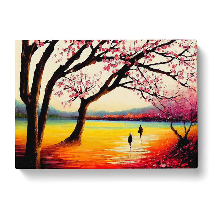 Cherry Blossom Tree Park - Wrapped Canvas