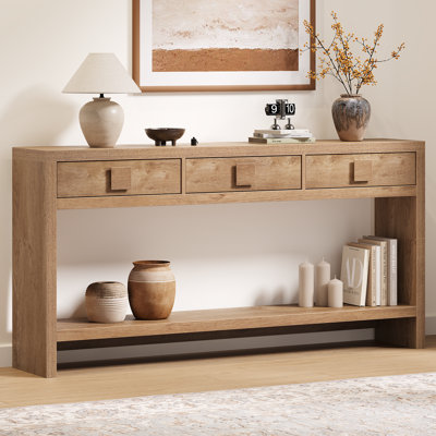 63-Inch Console Table With 3 Drawers, Farmhouse Entryway Table with Drawers For Hallway, Entryway, Living Room