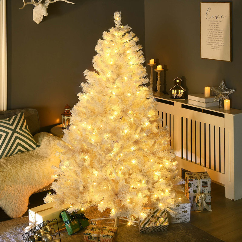 Arbre de Noël artificiel régulier (double) avec aiguilles blanches