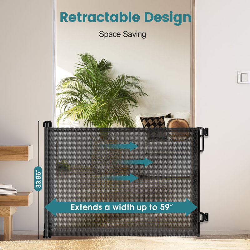 Barrière pour bébé en filet escamotable Cyrgalis, Noir