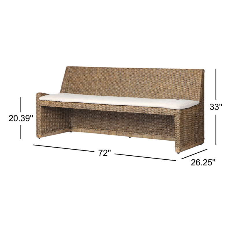 Senna Woven Dining Bench, 33" H x 72" W x 26.25" D