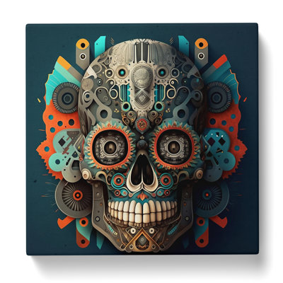 Sugar Skull Bauhaus - Wrapped Canvas - Framed Print