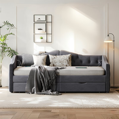 Modern Upholstered Storage Bed with Drawers,Twin Size – Space-Saving Clutter-Free Velvet Platform Bed for Small Bedrooms by House of Hampton