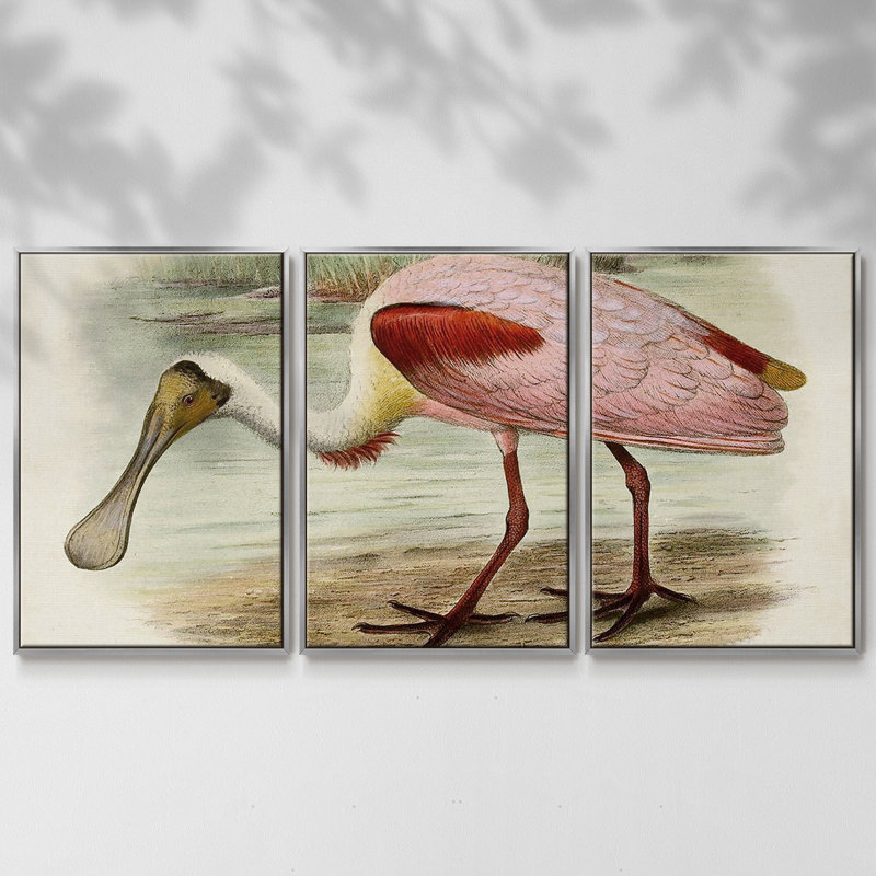 Roseat Spoonbills II 3 pièces, H 24 po x l 48 po x P 2 po, Argent