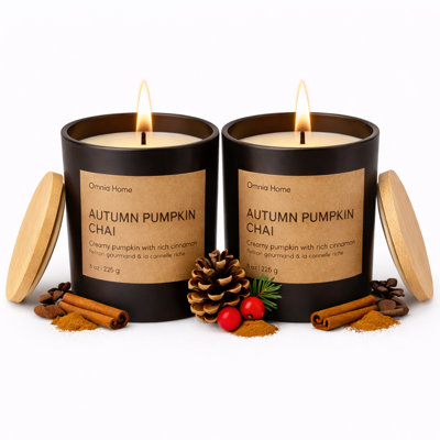 Scented Soy Wax Candle Set 2 Pack – Floral Candles for Home Scented with Notes of Rose, Magnolia & Soft Cedarwood – Refined Home Decor & Gift (Autumn