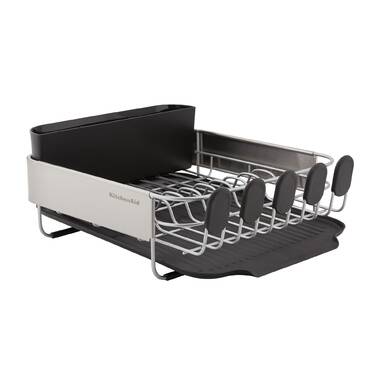 Stainless steel dish rack with colored translucent tray from Sauvic