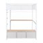 Lit en métal avec bureau à DEL, garde-robe et 3 tiroirs de rangement, format double, blanc