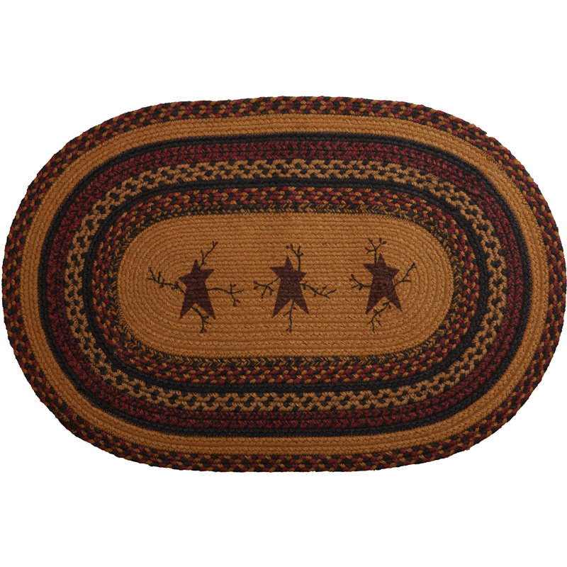 Heritage Farms Oval Braided Jute Rug with Star Accents