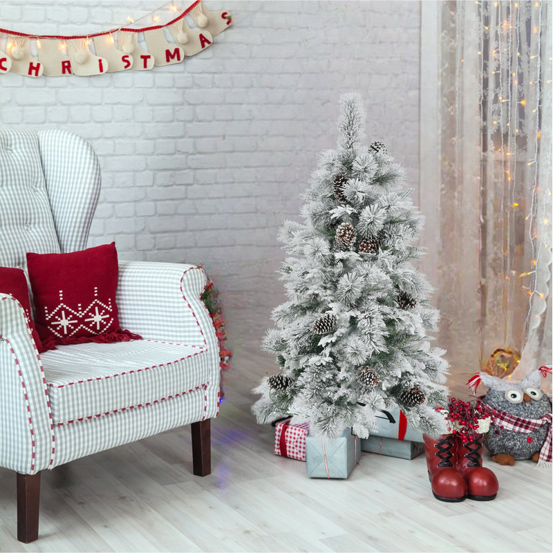 Arbre de Noël artificiel pré-éclairé enneigé, 4'