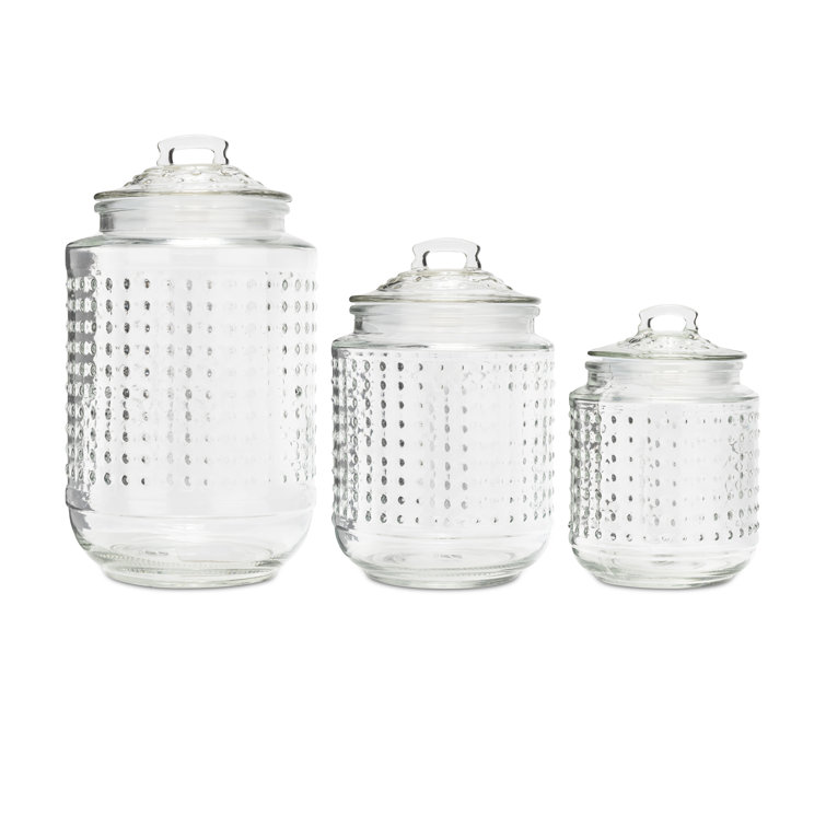 One Allium Way Embossed 3 Piece Kitchen Canister Set, White