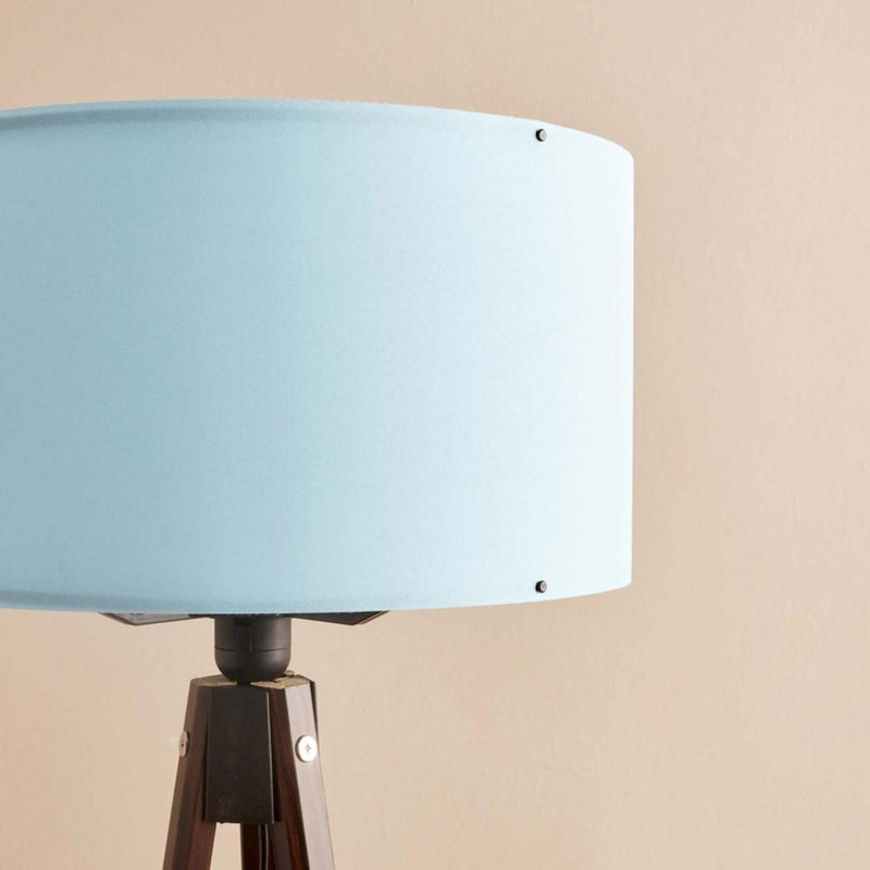 Elegant Fabric Floor Lamp, Blue & Brown, 55.1 inches Tall | 100% Wooden Frame, Cap Diameter: 8.3 inches, Height: 7.9 inches | E27 Socket, Max 40W | Perfect for Living Room, Bedroom, and Modern Décor