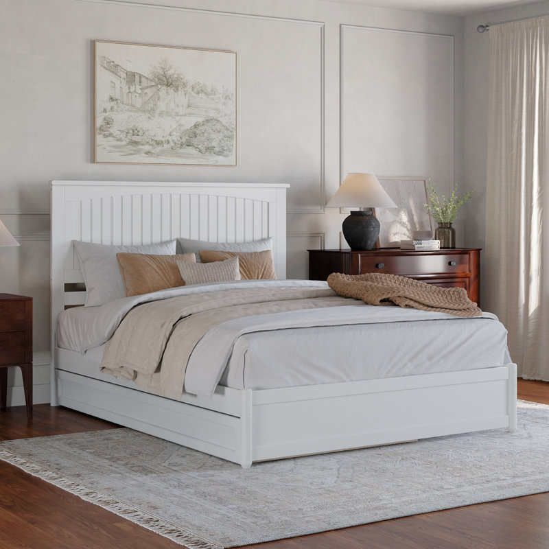 Lit plateforme avec lit gigogne et lit gigogne Darlean, Queen, White