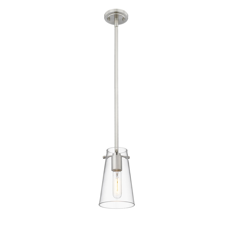 Luminaire suspendu 1 lumière Vilmos, Nickel brossé, H 53 po x l 5 po x P 5 po