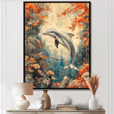 Reproduction d'art sur toile, "Dauphin au-dessus d'un corail"