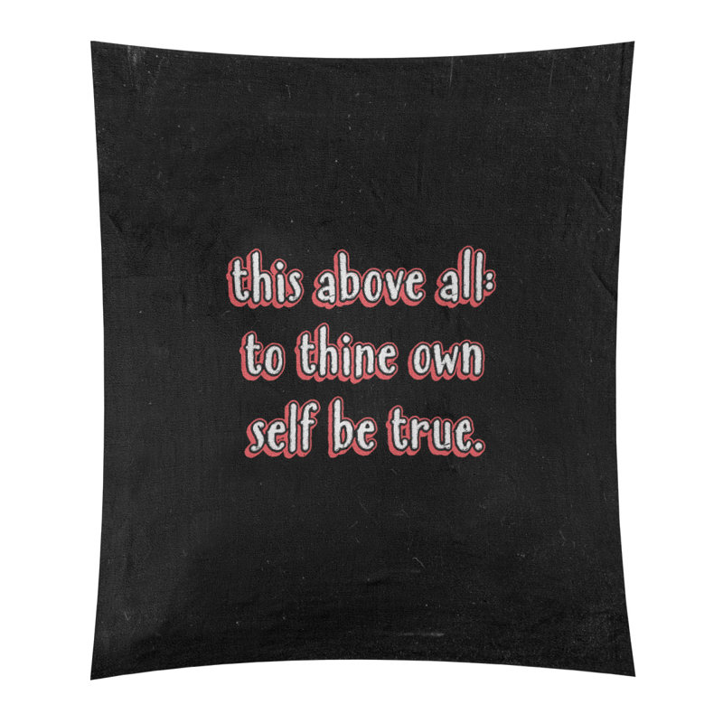 Tapisserie tableau noir en polyester, citation shakespeare, H 60 po x l 51 po, Rouge