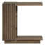 Table d'appoint de style campagnard en forme de C, table d'appoint en bois cannelé de haute qualité avec étagère de rangement à deux niveaux, 60 cm L × 28,5 cm P × 60 cm H, table d'appoint gain de place pour canapé, salon ou chambre