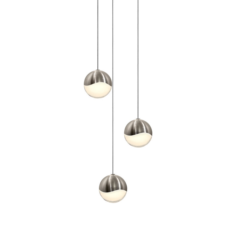 Grapes 3 - Light LED Cluster Pendant, 3.25" H x 7.75" W x 7.75" D, Satin Nickel