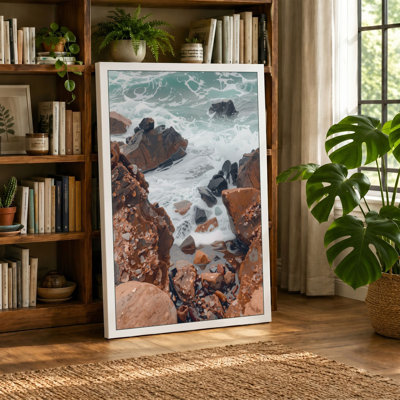 Rocks Meet Tide Coastal - Wrapped Canvas