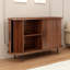 Buffet 47 po x H 29 po avec rangement, armoire d'appoint cannelée avec bord incurvé, porte coulissante, crédence, console pour salon, salle à manger, cuisine, couloir