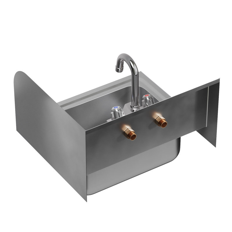 Stainless Steel Wall Mounted Hand Sink 17 in. x 15 in. With Right Side Splash And Gooseneck Faucet