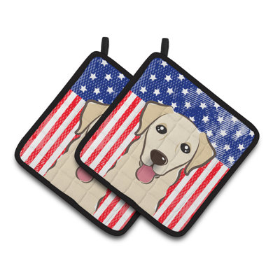 Cuisinier poignée de caroline et de golden retriever American Flag