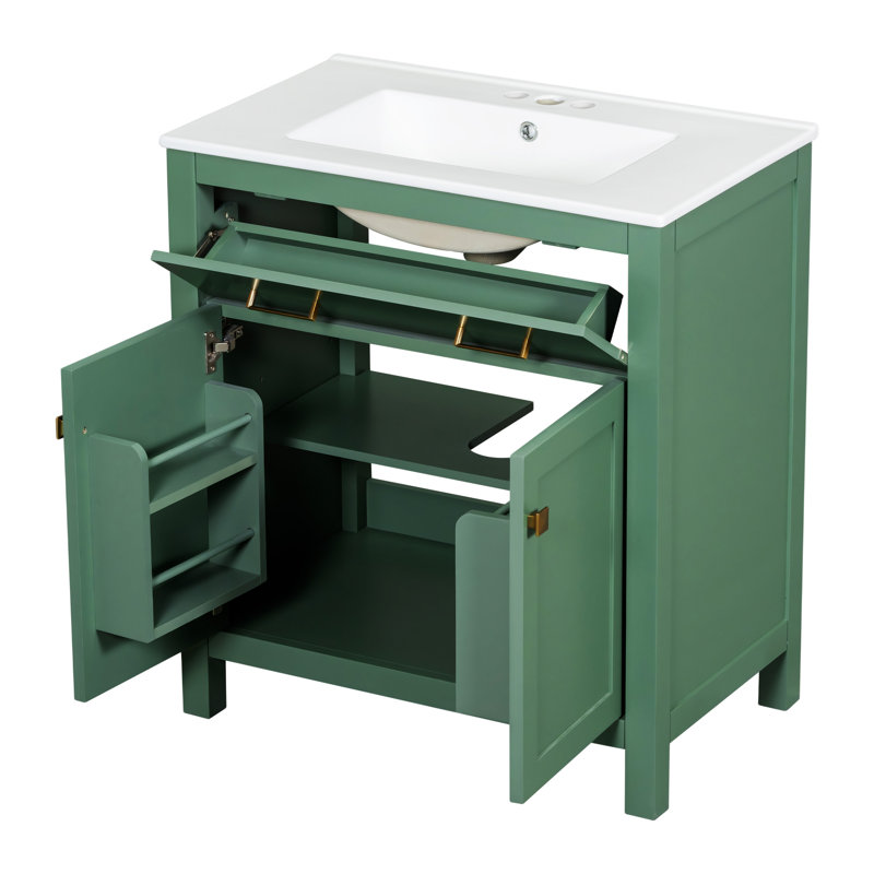Ensemble de meuble-lavabo moderne 60 po avec double meuble-lavabo en céramique avec tiroir, porte et armoire de rangement