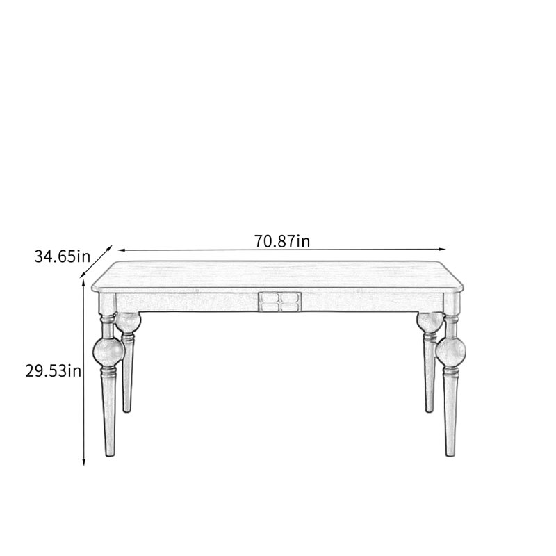 Retro Solid Ash Dining Table., 29.53" H x 70.87" L x 34.65" W