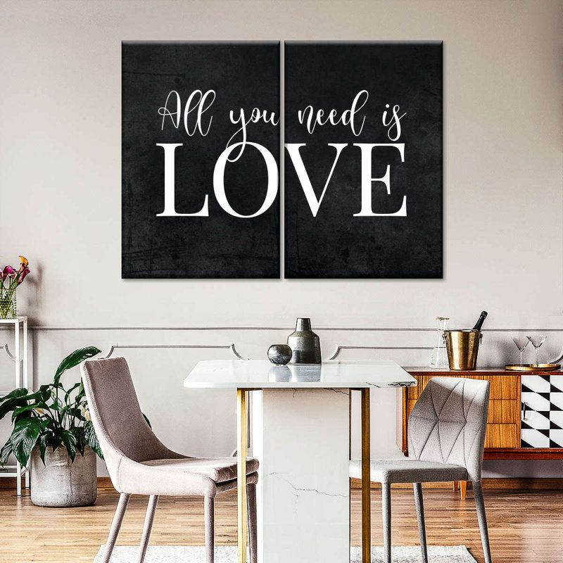"Love Love" All You Need Is Love, impression sur toile, 2 pièces, H 66 po x l 48 po x P 1,25 po