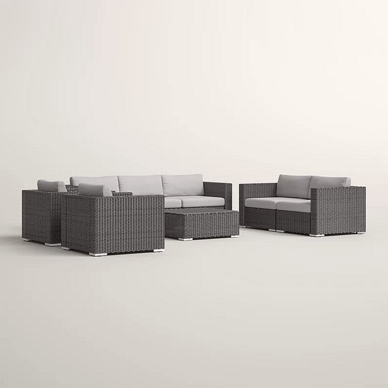 Ensemble de conversation pour 7 personnes avec coussins