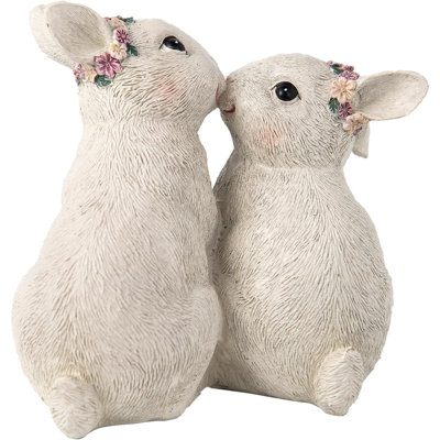 Easter-Decorations Kissing-Bunny-Decor Spring Figurines - Spring Decorations Kissing Rabbit Decor Resin Easter Gift Tabletop Ornament For Farmhouse Or Basket Stuffer 4*2.5*3.5 Inch