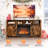 Rustic Brown Hanady For 70 Inch Tv Farmhouse Entertainment Center with Electric Fireplace Included