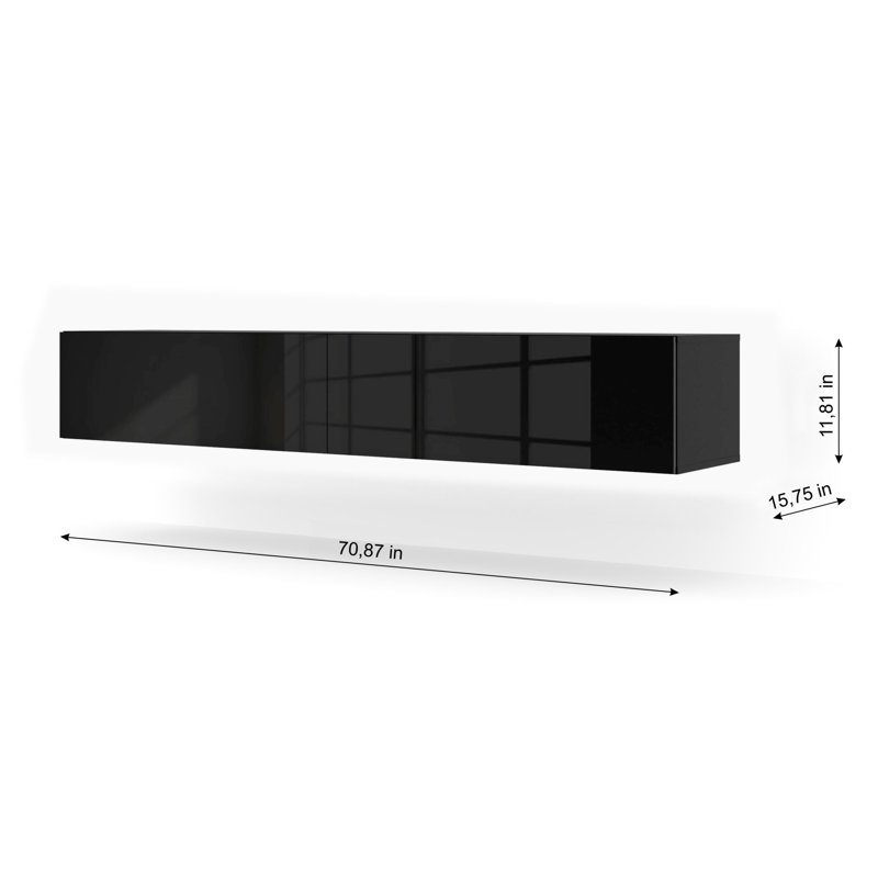 Homlando 70.87'' Black Matt and Gloss MDF Wall-Mounted TV Cabinet