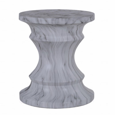 Modern Geometric Patio Accent Table, Weatherproof MGO & Fiberglass