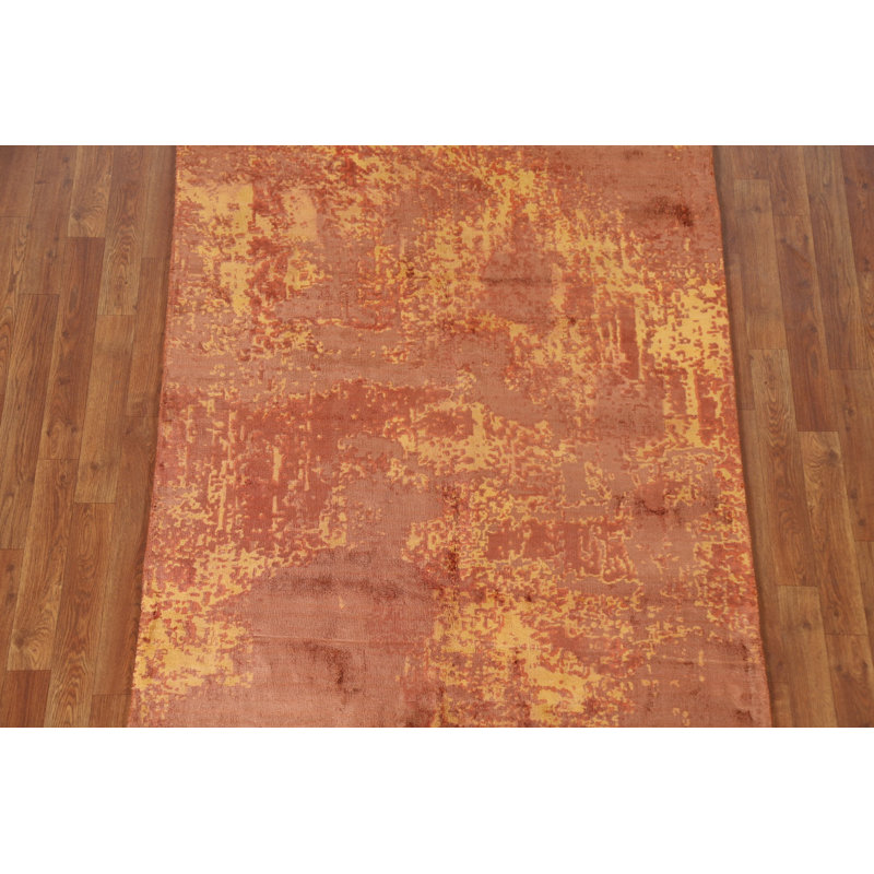 Tapis abstrait moderne fait à la main 4 x 6