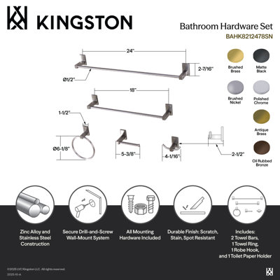Kingston Brass Continental 5-Piece Bathroom Hardware Set