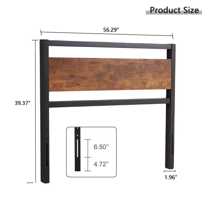 Classic Industrial Style Full  Metal Headboard, Full