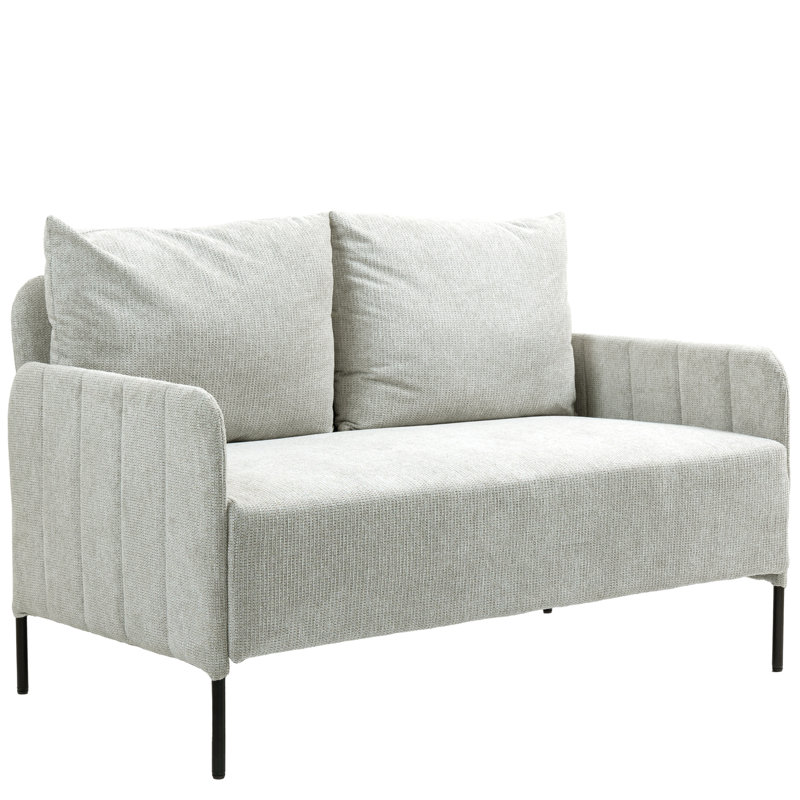 132cm Modern Chenille Upholstered Loveseat Sofa, Light Grey