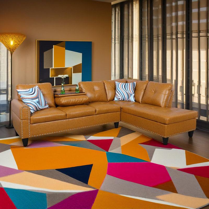 Canapé modulaire en polyuréthane Ginger Brown, Orienté à droite