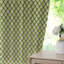 Fabdivine Elegant Green Pure Linen Handmade Floral Block Print Curtain, 100% Blackout  Soft Boho Pleated Pinch Drapes for Window, Kitchen, Office or Patio, Badal-2079535907