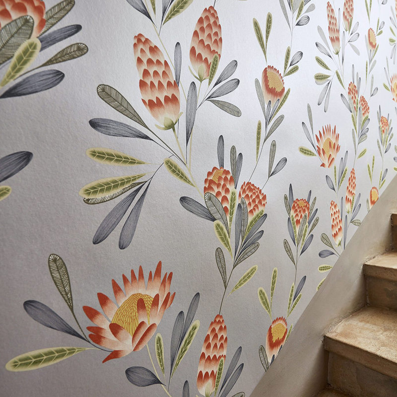 Cayo Wallpaper, Coral/Silver