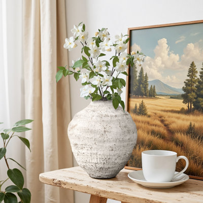 11.5'' Rustic Gray Ceramic Round Vase