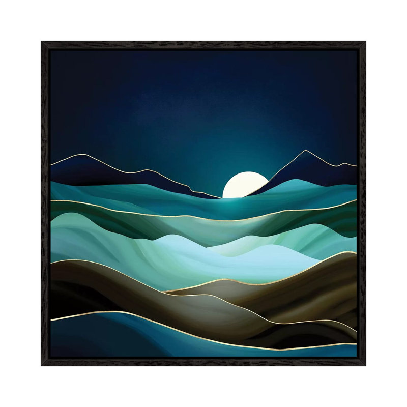 Moonlit Vista - Print on Canvas, Black Framed, 66.04 cm H x 66.04 cm W