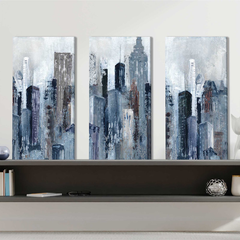 " City Mood " 3 - Pieces, 48" H x 36" W x 0.75" D