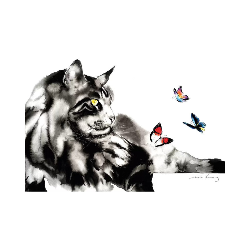 Let's Play Cat II by Soo Beng Lim - Wrapped Canvas Gallery-Wrapped Canvas Giclée, 66.04 cm H x 45.72 cm W x 1.91 cm D